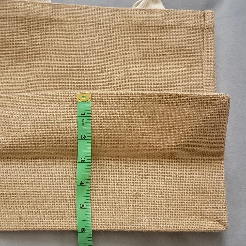 Chic Beige Reusable Jute Tote Bag with Sturdy Handles